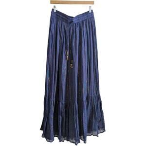 Majorelle Maxi Skirt Navy Blue Shimmer Rainbow Stripe, Women's Size Large